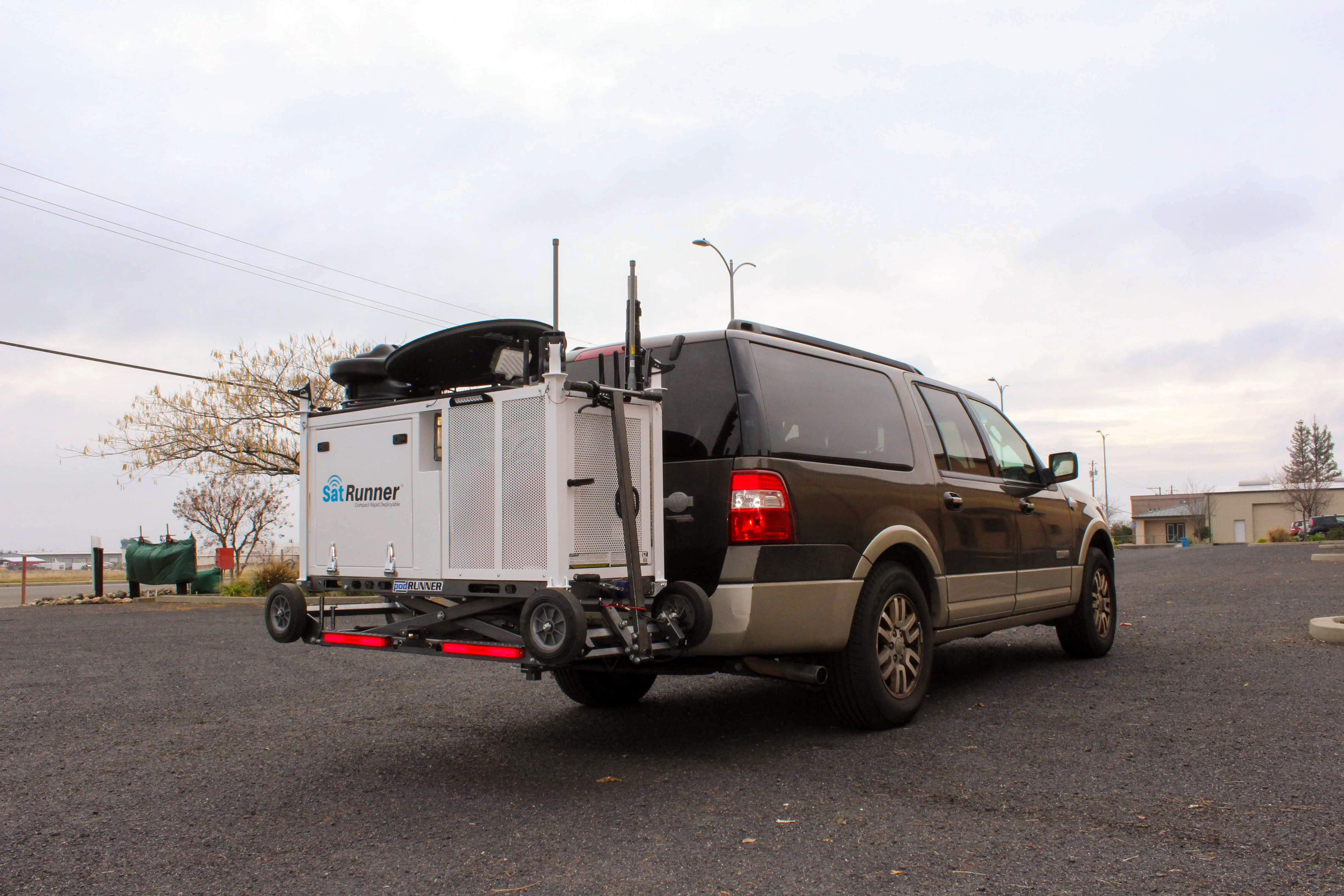 SatRunner loaded up on the back of a SUV - Perspective